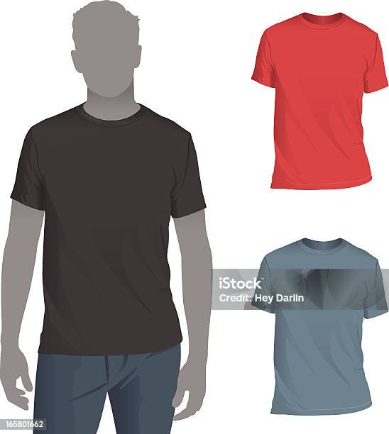 Mens Crewneck Tshirt Mockup Template Stock Illustration - Download Image Now - T-Shirt, Template, Model - Object