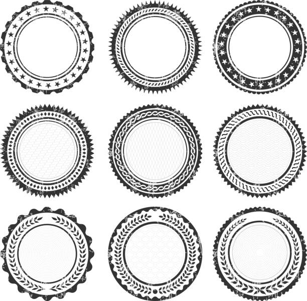 Round Badges on Black and White Grunge Texture. The illustration features black vector icons on white background. App icons are elegant in design and have a modern graphic look and feel. Each icon is silhouetted and can be on it’s own or as part of an icon set.