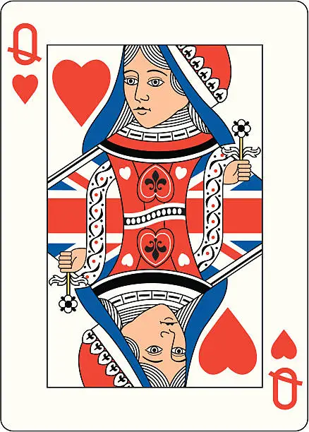 Vector illustration of Union jack Queen of Hearts Two