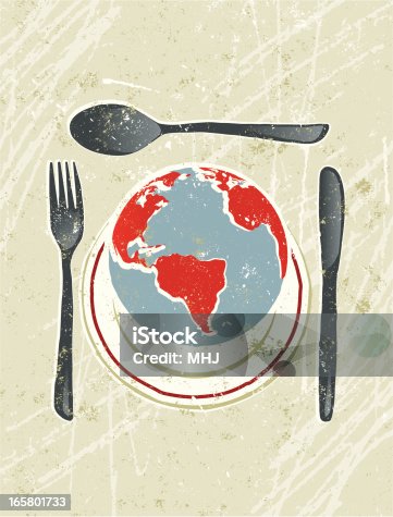istock World on a plate with knife, Fork and Spoon 165801733