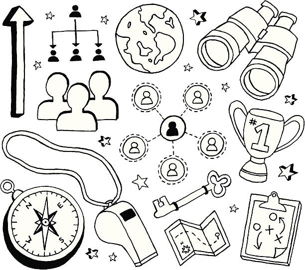 ilustrações de stock, clip art, desenhos animados e ícones de rabiscos de liderança - the way forward compass rose map key