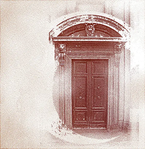 Vector illustration of Ancient Door In Milan, Italy