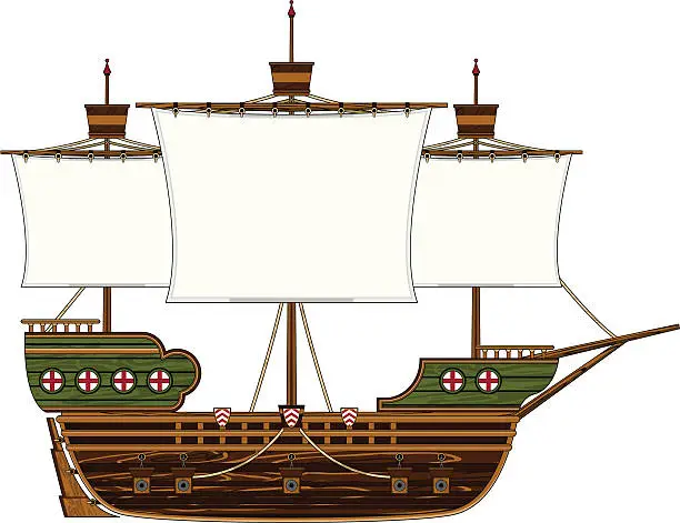 Vector illustration of Medieval Style Galleon