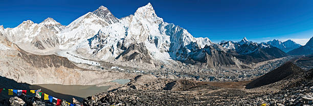 mt everest szczyt khumbu lodospad panorama himalaje nepal - kala pattar zdjęcia i obrazy z banku zdjęć