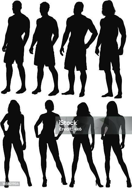 Multiple Images Of Fashion Models Stock Illustration - Download Image Now - Men, Hand On Hip, Standing