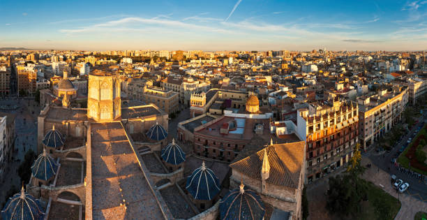 istock Valencia golden city sunset panorama Spain 165801978