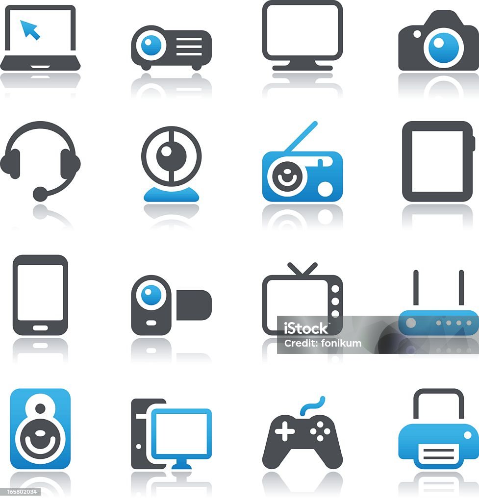 Iconos de dispositivo Multimedia - arte vectorial de Radio - Electrónica de audio libre de derechos