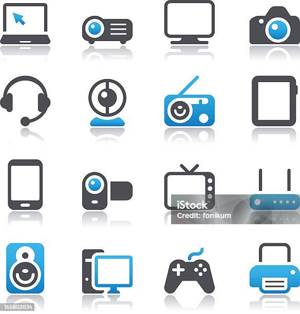 Ilustración de Iconos De Dispositivo Multimedia y más Vectores Libres de Derechos de Radio - Electrónica de audio - Radio - Electrónica de audio, Auriculares - Equipo de música, Bluetooth