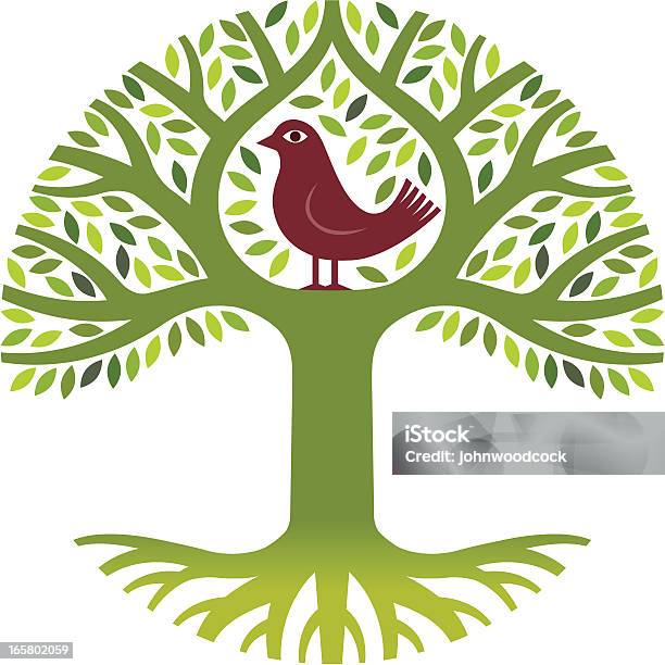 Bird In A Tree Stock Illustration - Download Image Now - Circle, Tree, Ammunition