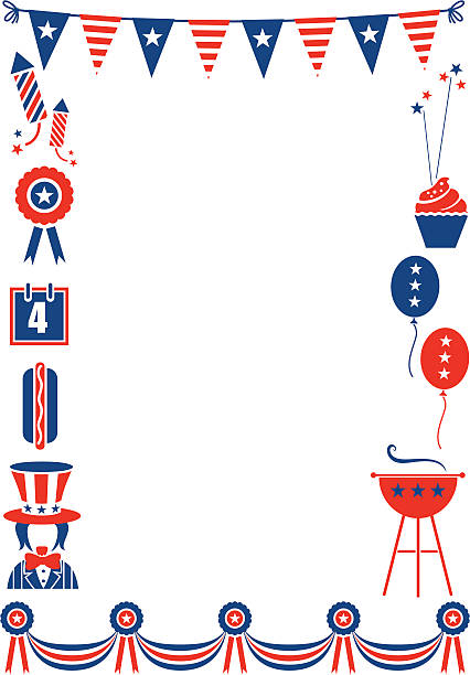 Fourth of July Frame A Fourth of July themed frame. See below for a matching icon set. Click below for more holiday images. american flag bunting stock illustrations