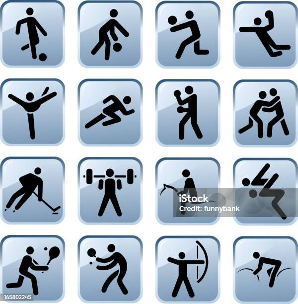 Símbolos De Desporto - Arte vetorial de stock e mais imagens de Símbolo de ícone - Símbolo de ícone, Corrida de Velocidade, Court Handball