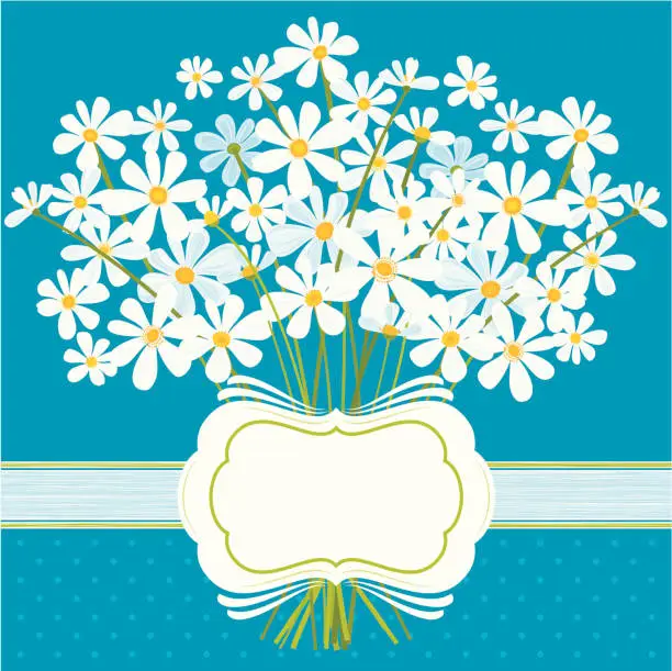 Vector illustration of Daisies on Blue