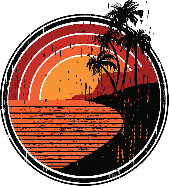 Vector illustration of island surf emblem