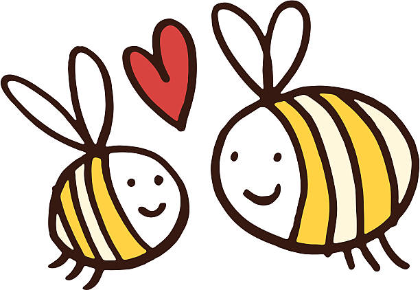 zwei freundliche bees - lustige biene stock-grafiken, -clipart, -cartoons und -symbole