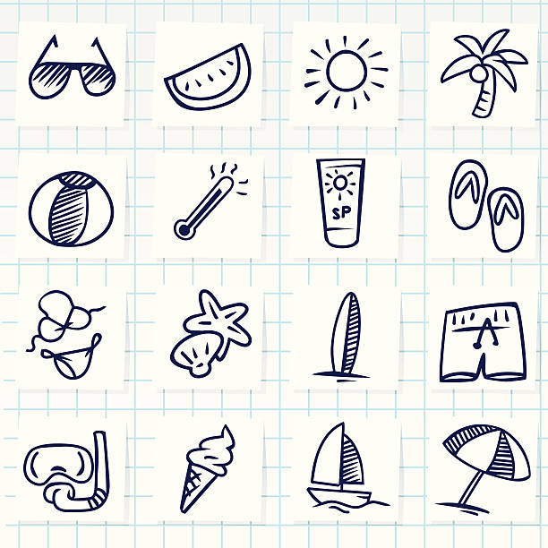illustrations, cliparts, dessins animés et icônes de icône d'été - fruit drawing watermelon pencil drawing