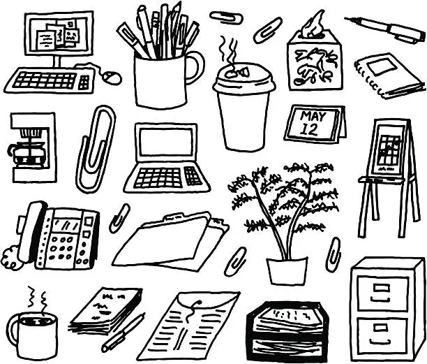 Vector illustration of Office Supply Doodles