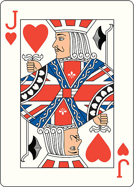 ilustraciones, imágenes clip art, dibujos animados e iconos de stock de union jack dos de corazones - jack of hearts jack cards heart shape