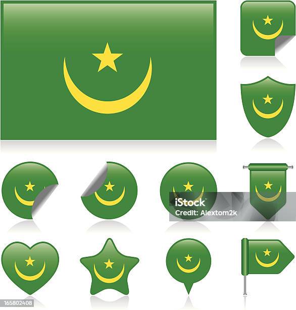 Mauretanien Flagge Set Stock Vektor Art und mehr Bilder von Abzeichen - Abzeichen, Etikett, Flagge