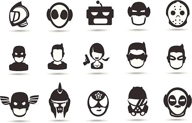 Vector illustration of Super Hero Mask Icons