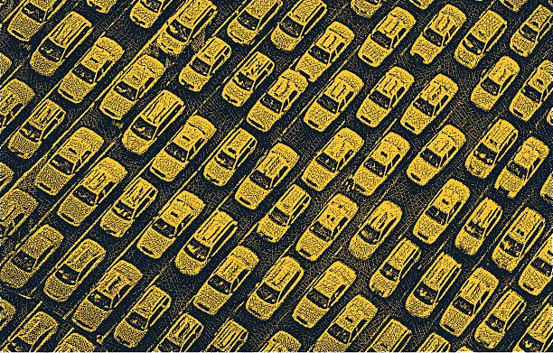 Vector illustration of Taxi Traffic Jam