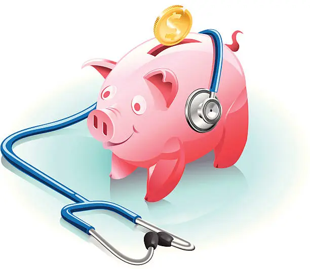 Vector illustration of health and the piggy bank