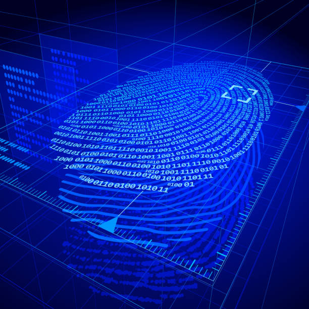 지문 인식 - fingerprint thumbprint biometrics human thumb stock illustrations