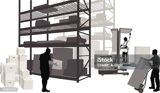 Ilustración de Warehousework y más Vectores Libres de Derechos de Almacén - Almacén, Oficio, Silueta