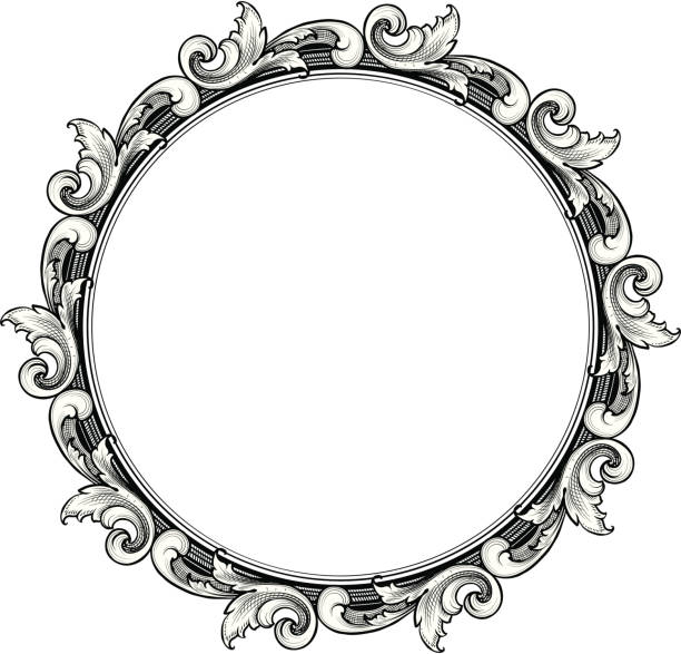 gravur frame circle scroll - detailliert stock-grafiken, -clipart, -cartoons und -symbole