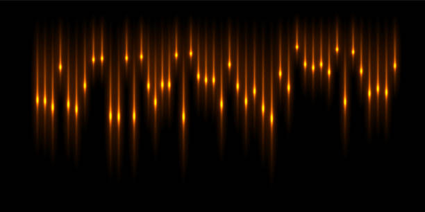 schallwellenimpuls mit frequenzlinien und glühlichteffekt-vektorillustration. abstraktes spektrum-wellenformmuster, equalizer-diagramm der audioenergie, digitales signal der aufnahme, stimme, musik oder lied - ambient sound flash stock-grafiken, -clipart, -cartoons und -symbole