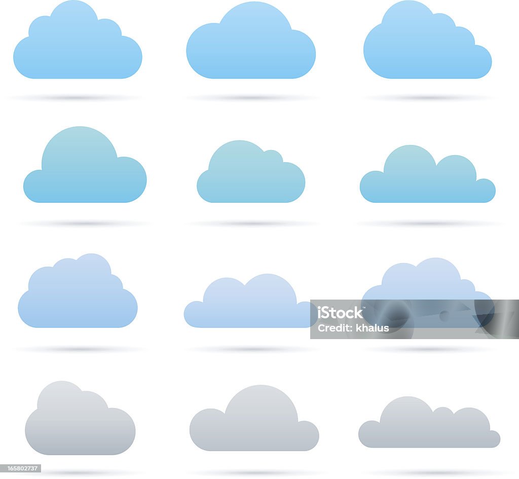 Vector azul y gris cloud grupo de iconos - arte vectorial de Azul libre de derechos