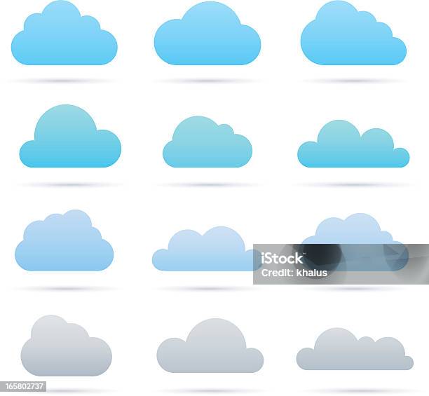 벡터 블루 및 그레이 Cloud 아이콘 세트 0명에 대한 스톡 벡터 아트 및 기타 이미지 - 0명, 계절, 구름