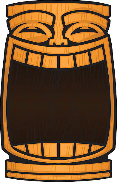 tiki bóg maska - tiki hawaiian culture wood grain hawaiian ethnicity stock illustrations
