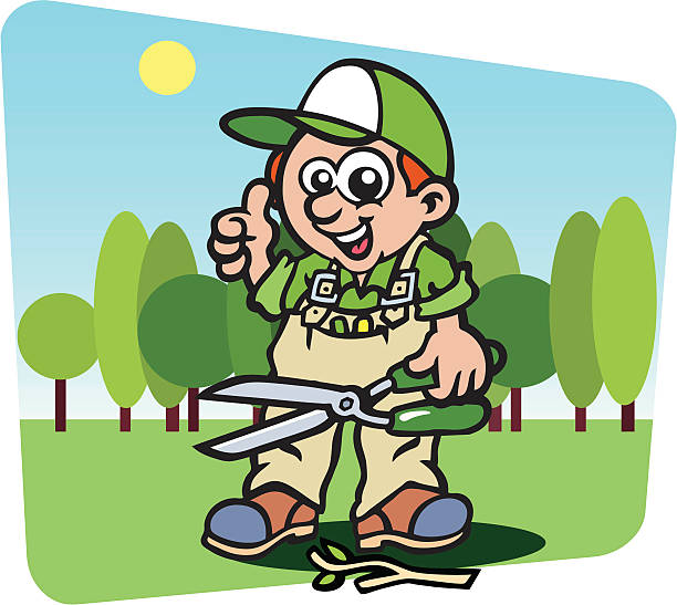 Gardener A gardener's busy working. Please check out my other images :) branch trimmers stock illustrations