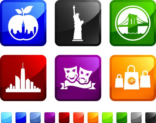 Vector illustration of New York City Tourism Sightseeing vector icon set stickers