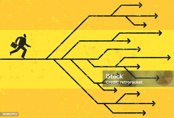 Businessman Faced With Directional Choices Stock Illustration - Download Image Now - Achievement, Adult, Arrow Symbol