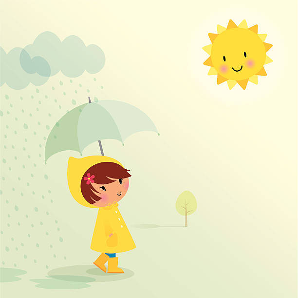 April showers vector art illustration