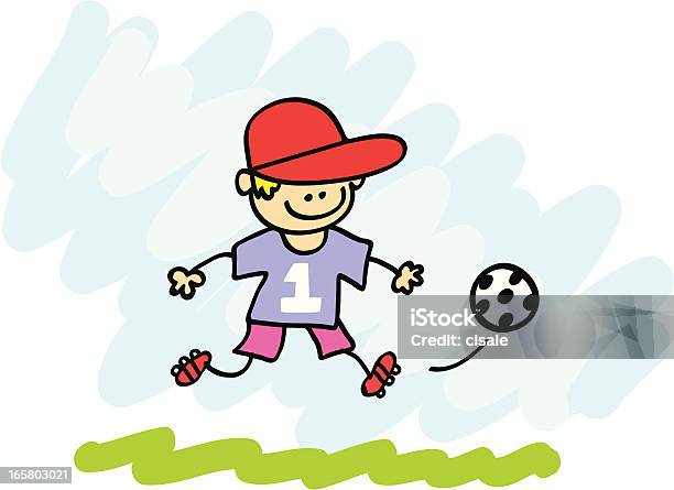 Kid Playing Football Stock Illustration - Download Image Now - Baby - Human Age, Doodle, American Football - Ball