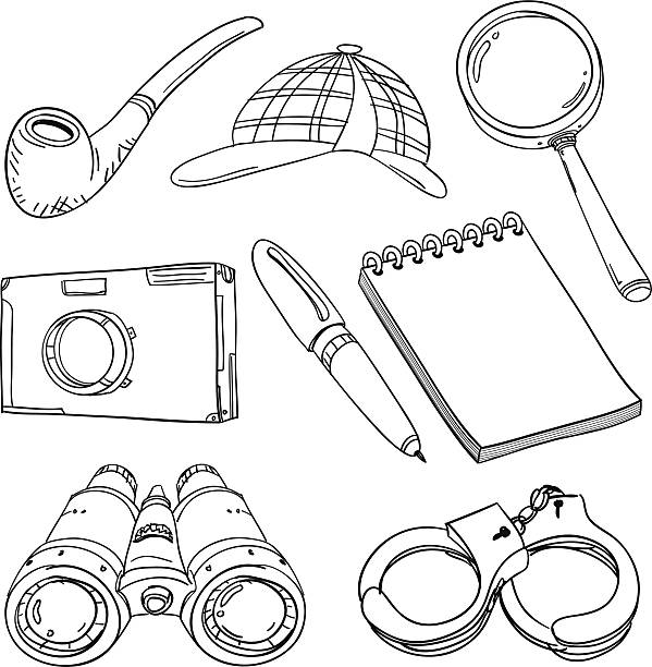 探偵のツール、ブラックとホワイト - retro camera点のイラスト素材／クリップアート素材／マンガ素材／アイコン素材