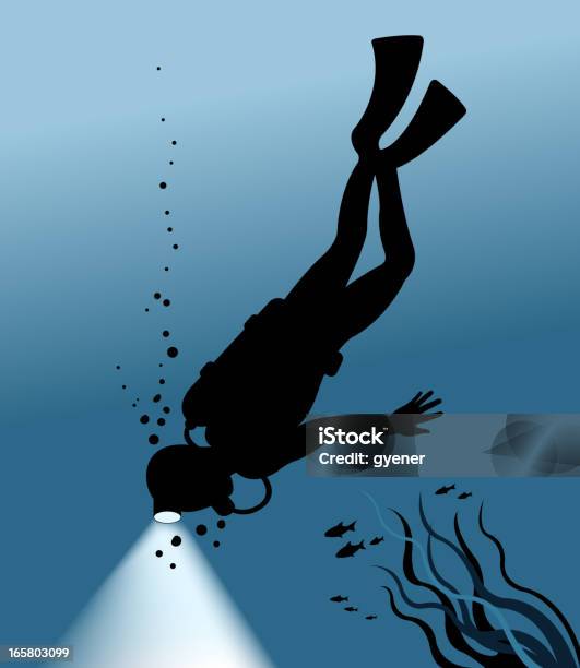 Diving Silhouette Stock Illustration - Download Image Now - Aquatic Sport, Backgrounds, Black Color