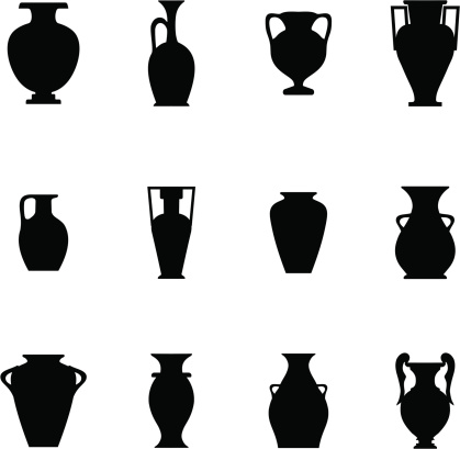 Black icons representing different shapes of potteries.