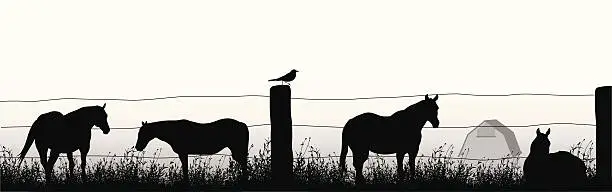 Vector illustration of Horse'n Pasture Vector Silhouette