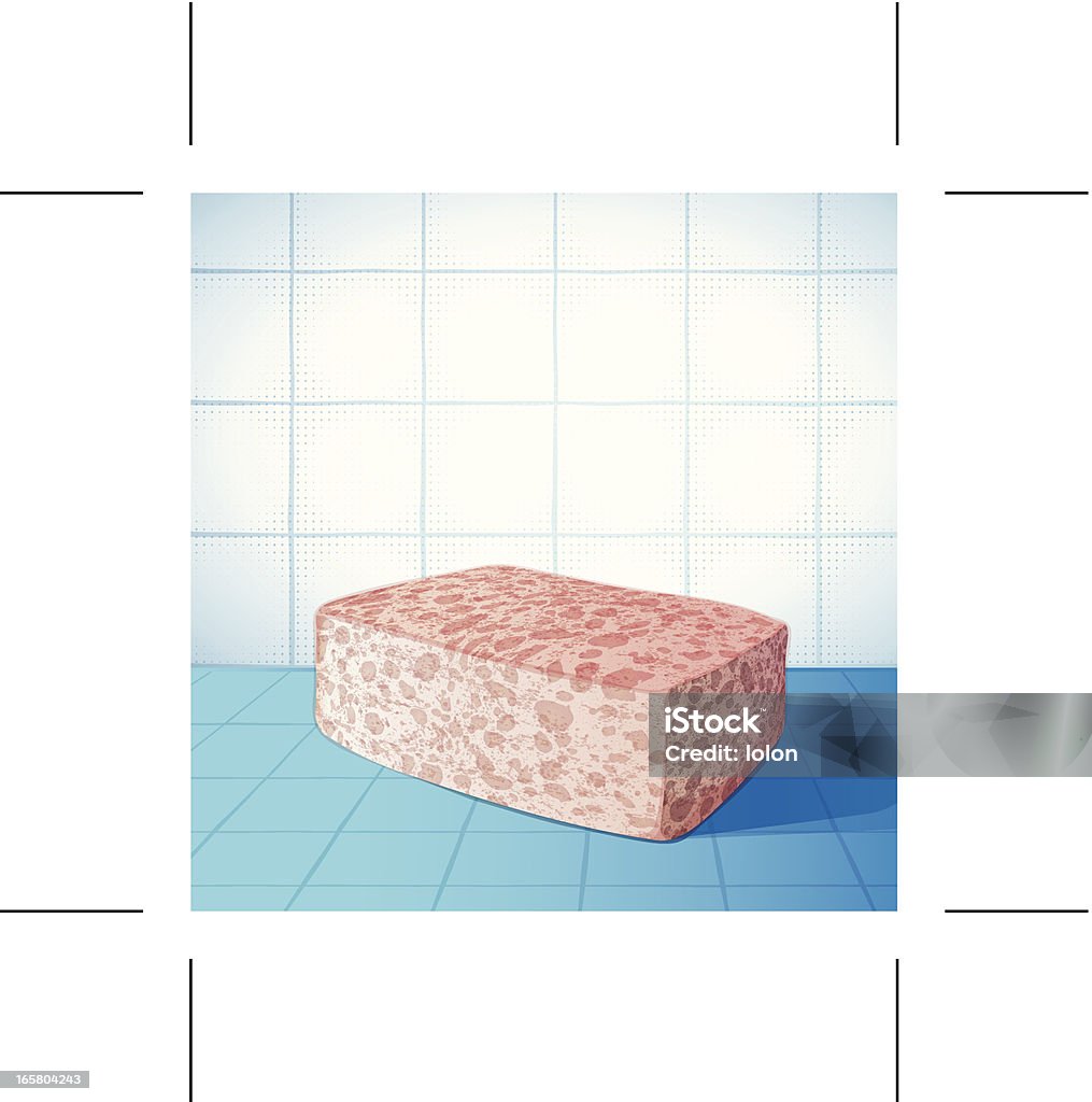 Różowy Gąbka w niebieska Łazienka - Grafika wektorowa royalty-free (Gąbka - Przybory toaletowe)