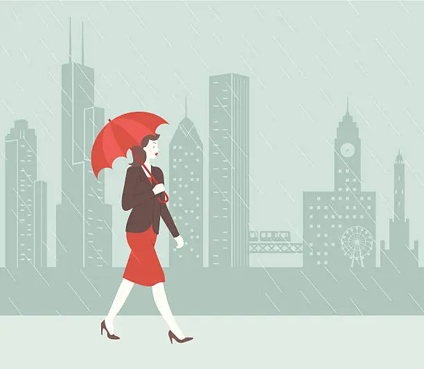 Vector illustration of Chicago Rain