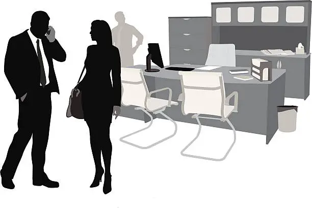 Vector illustration of Business Workers Vector Silhouette