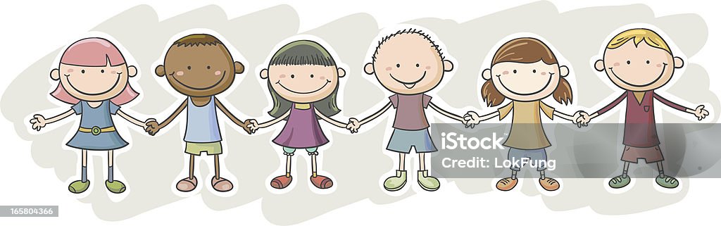 Kids' friendship cartoon character Kids'friendship cartoon character, with colour Child stock vector