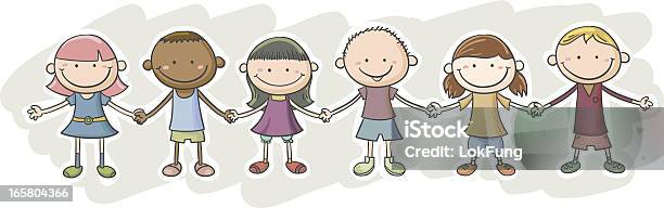 Kids Friendship Cartoon Character Stock Illustration - Download Image Now - Child, Holding Hands, Cartoon