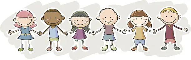 Vector illustration of Kids' friendship cartoon character