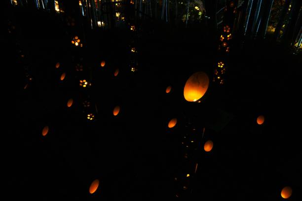 istock Japanese traditional culture. Lighting equipment made from bamboo work. 1658044111