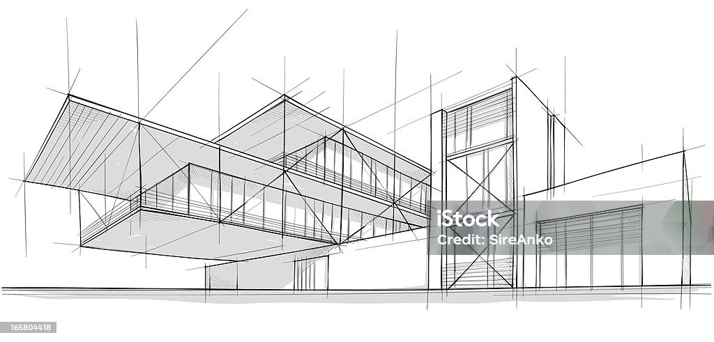 Архитектура, - Векторная графика Набросок роялти-фри