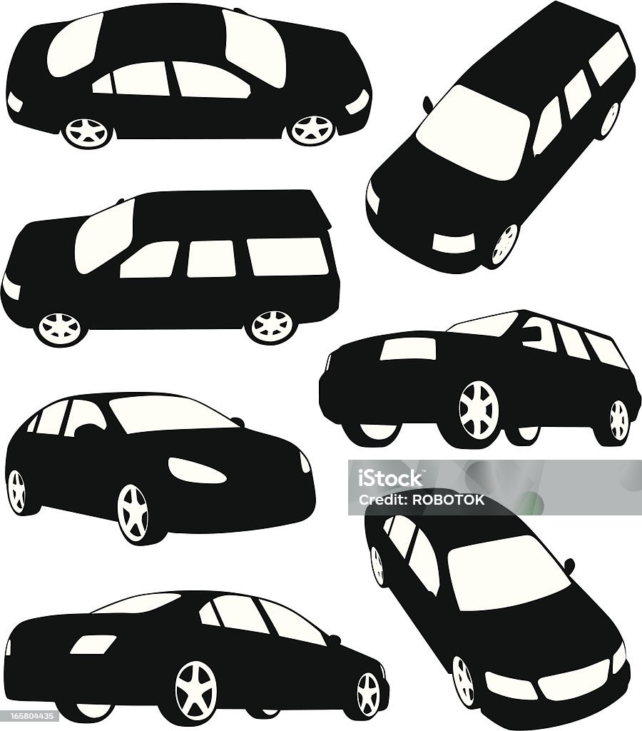 Sylwetka nowoczesnych samochodów - Grafika wektorowa royalty-free (Sylwetka)
